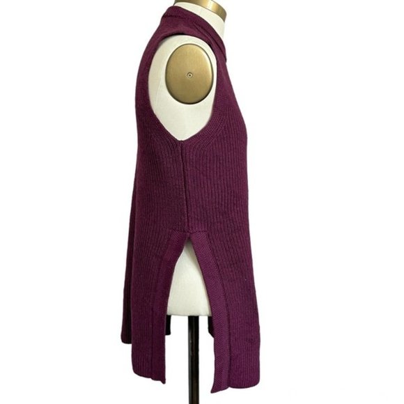 Aritzia Wilfred Burgundy Palmier 100% Wool Sleeveless Sweater Tunic - XS/S ❤️ - Picture 5 of 10